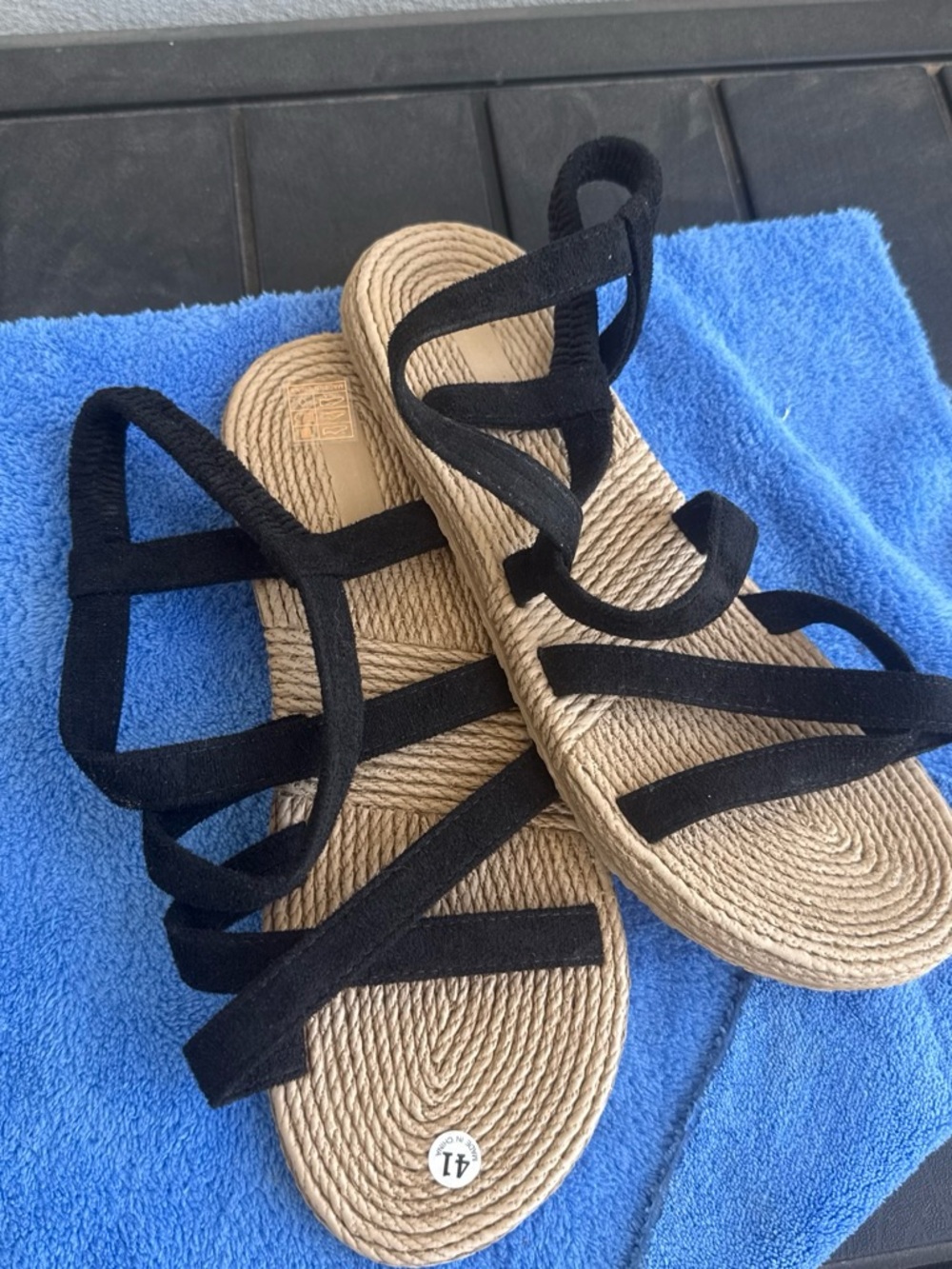 Black Strap Espadrille-Style Women’s Sandals
